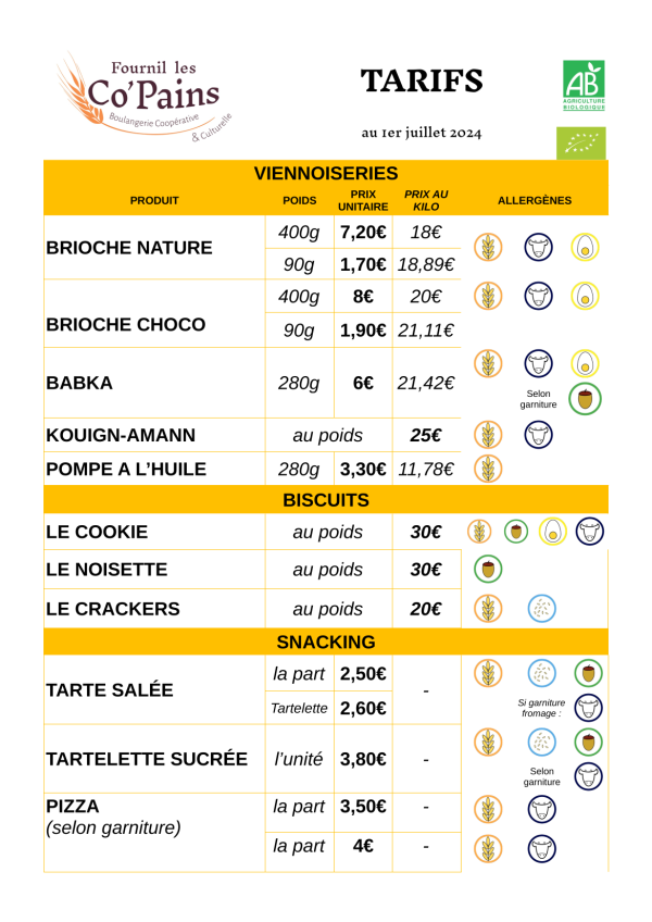tarifs et allergènes 2025 - affichage client 2